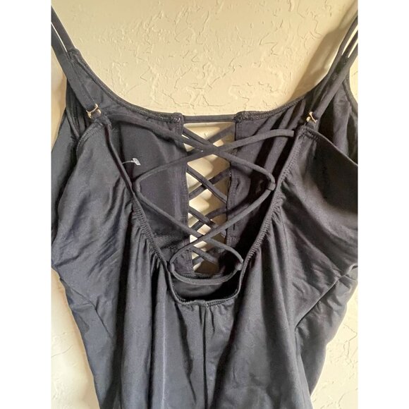 New! La Blanca Black One Piece Swimsuit Tummy Control Convertible Straps Lined C - Picture 6 of 8